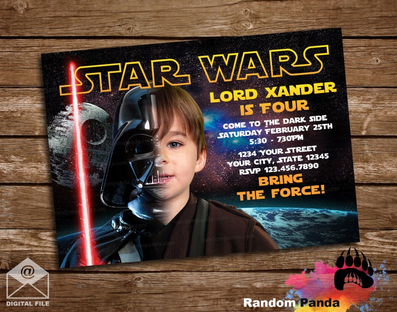 Digital Delivery, Funny Darth Vader Invitation, Star Wars Party Invite image 1