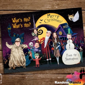 Digitale levering Funny Nightmare Before Christmas Card, Nightmare Family Holiday Card