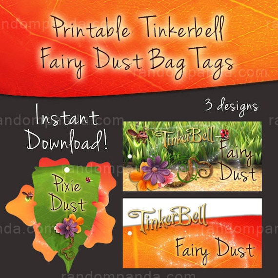 Digital Delivery, Tinkerbell Fairy Dust Bag Tags, Pixie Dust Labels Il_570xn