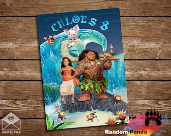 DIGITAL FILE, Moana Costume Party Bday Poster, Moana and Maui Birthday Backdrop Banner