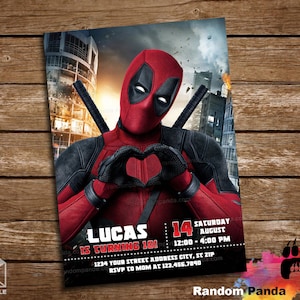 FILE DIGITALE, Divertente invito a tema Deadpool, Festa di compleanno a tema supereroe, Invito al compleanno di Deadpool
