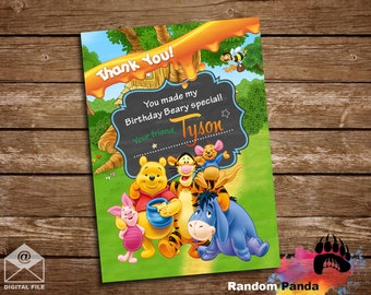 Digital Delivery, Winnie and the Pooh Thank You Card, Tigger Birthday Party Thanks