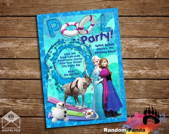 DIGITALE DATEI, Frozen Einladung, Frozen Schwimmen Bday Invite, Frozen Pool Party