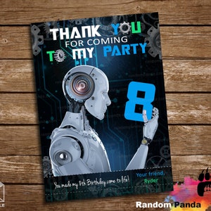 Digital Delivery, Robot Thank You Card, Robotics Droid Party, Science AI Thanks Note