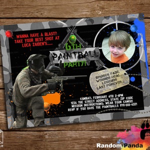 Digital Delivery, Paintball Party Invitation, Combat and Camo