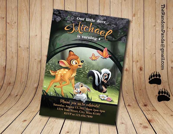 Digital Delivery, Bambi Invitation, Bambi Thumper Boy Birthday Party Invite Il_570xn