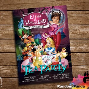 Digital Delivery, Personalize Alice in Wonderland Invitation, Tea Party, Mad Hatter Invite