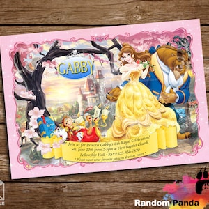 DIGITAL FILE, Beauty and the Beast Bday Invitation, Princess Party, Belle Birthday Invite