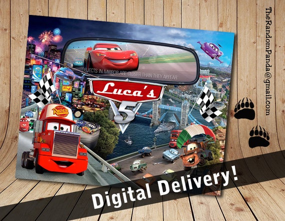 Personalize Kids Poster, Disney Cars Poster, McQueen Party Wall Art Il_570xn