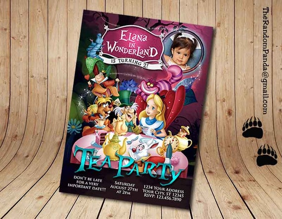 Personalize Alice in Wonderland Invitation, Tea Party, Mad Hatter Invite Il_570xn