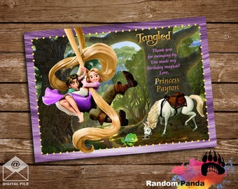 Digital Delivery, Tangled Thank you Card, Rapunzel Birthday Party, Tangled Thank you Note