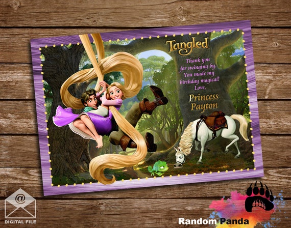 Digital Delivery, Tangled Thank you Card, Rapunzel Birthday Party, Tangled Thank you Note Il_570xn