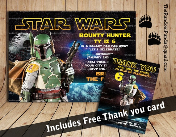 Printable Star Wars Invitation, Boba Fett Party, Star Wars Birthday Invite Il_570xn