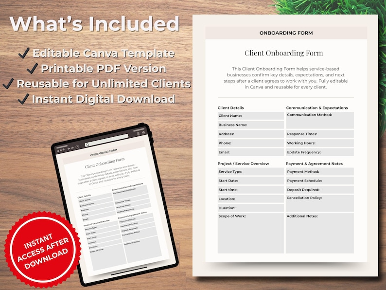Client Onboarding Form Template | Editable Canva Form for Service ...