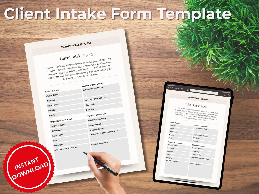 Client Intake Form Template | Editable Client Onboarding Form for ...