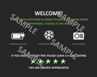 Uber / Lyft Rideshare Driver Sign - Passenger Comfort