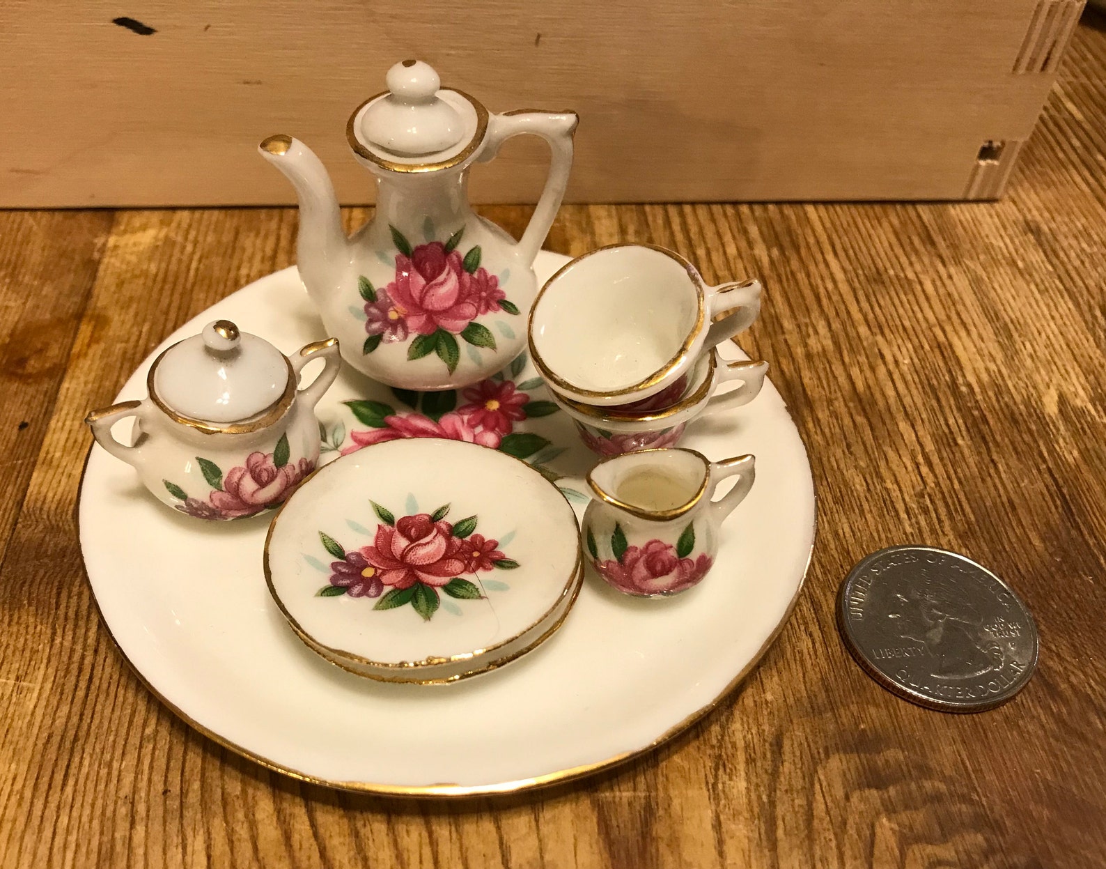 Porcelain tea set for Dollhouse 8 piece Etsy