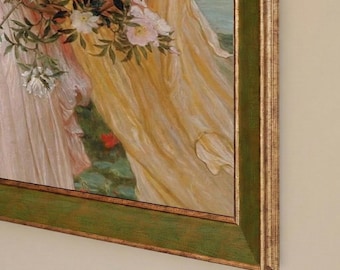 LISBON Custom Green Gold Tv Frame, Handmade TV Frame, Frame for Samsung Tv 2021-2025, Decorative Frame, Samsung Frame Tv Bezel