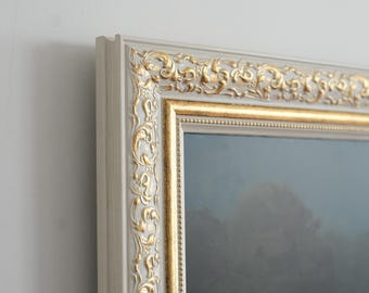 Moldura para TV Samsung Frame, Moldura moderna e rústica feita à mão, Moldura personalizada para TCL NXTFrame, Moldura decorativa, Moldura em branco e dourado