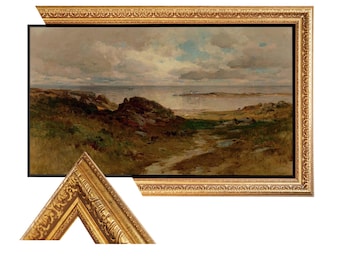 Cornice TV antica in oro fatta a mano PRAGA per Samsung Frame – Cornice decorativa in stile barocco – Cornice TV vintage di lusso per display in modalità arte