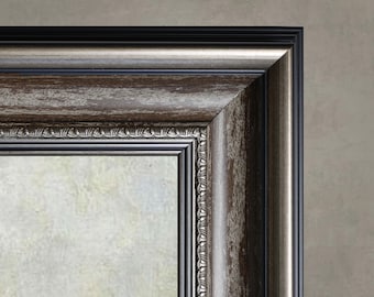Moldura para TV Samsung Frame, Prateada Antiga, 43, 50, 55, 65, 75, 85 polegadas, 2025 e 2025 Pro, Prateada, Molduras para TV, Feita à Mão, Moldura com Borda para TV
