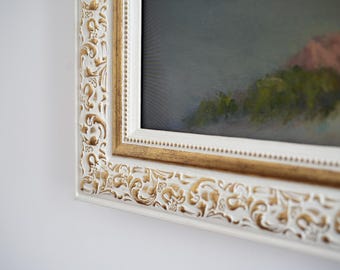 Moldura para TV Samsung Frame, Moldura moderna e rústica feita à mão, Moldura personalizada para TCL NXTFrame, Moldura decorativa, Moldura em branco e dourado