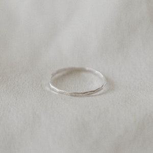 Hammered Stacking Ring Sterling Silver Dainty Thin Ring Minimalist Simple Everyday Ring image 1