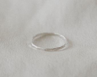 Hammered Stacking Ring - Sterling Silver Dainty Thin Ring - Minimalist Simple Everyday Ring