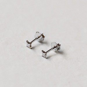 May include: A pair of silver star-shaped stud earrings.