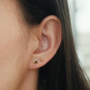 Triangle Stud Earrings - Simple Geometric Earrings - Dainty & Minimalist Studs - 14k Gold