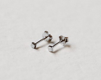 Tiny Square Stud Earrings - Sterling Silver - Simple Geometric Earrings - Dainty & Minimalist Studs