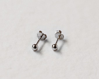 Simple Ball Earrings - Sterling Silver Small Stud Earrings - Dainty Everyday Earrings - Cute Delicate Studs