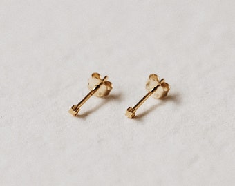 Tiny Plus Geometric Earrings - Small Stud Earrings - Dainty Simple Everyday Earrings - 14k Gold - Cute Delicate Studs