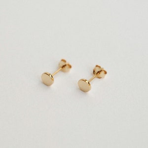 Circle Stud Earrings - Small Dot Minimalist Studs - Simple & Dainty Geometric Earrings - 14k Gold