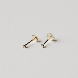 Teeny Tiny Cubic Zirconia Stud Earrings - Small Dainty Everyday Earrings - 14k Gold - Cute Delicate Stud Earrings