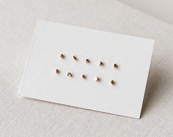 Tiny Stud Earrings Set of 5 Pairs - Dainty Earrings - Small Earrings - 14k Gold - Minimalist Geometric Studs