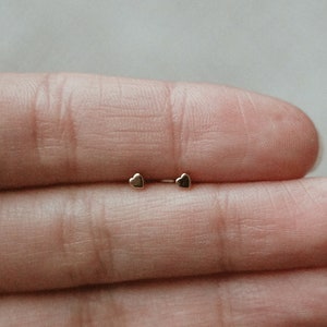 Tiny Heart Stud Earrings - Dainty Simple Everyday Earrings - Sterling Silver - Cute Delicate Love Studs