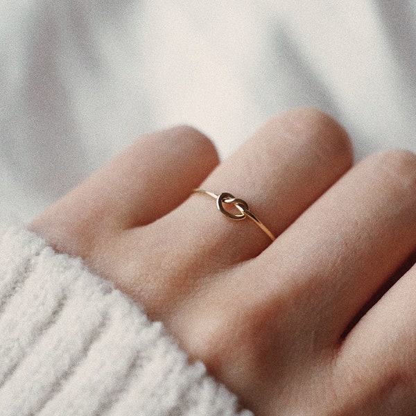 Dainty Knot Stacking Ring - 14k Gold Filled Thin Ring - Minimalist Simple Everyday Ring