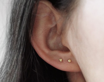 Tiny Triangle Stud Earrings - Simple Geometric Earrings - Dainty & Minimalist Studs - 14k Gold