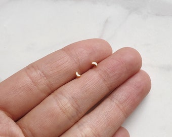 Tiny Crescent Moon Earrings - Small Stud Earrings - Dainty Simple Everyday Earrings - 14k Gold - Cute Delicate Studs