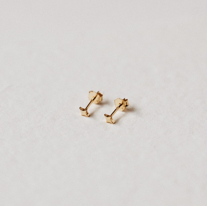 Tiny Sparkle Star Earrings Small Stud Earrings Dainty Simple Everyday Earrings 14k Gold Cute Delicate Studs image 1