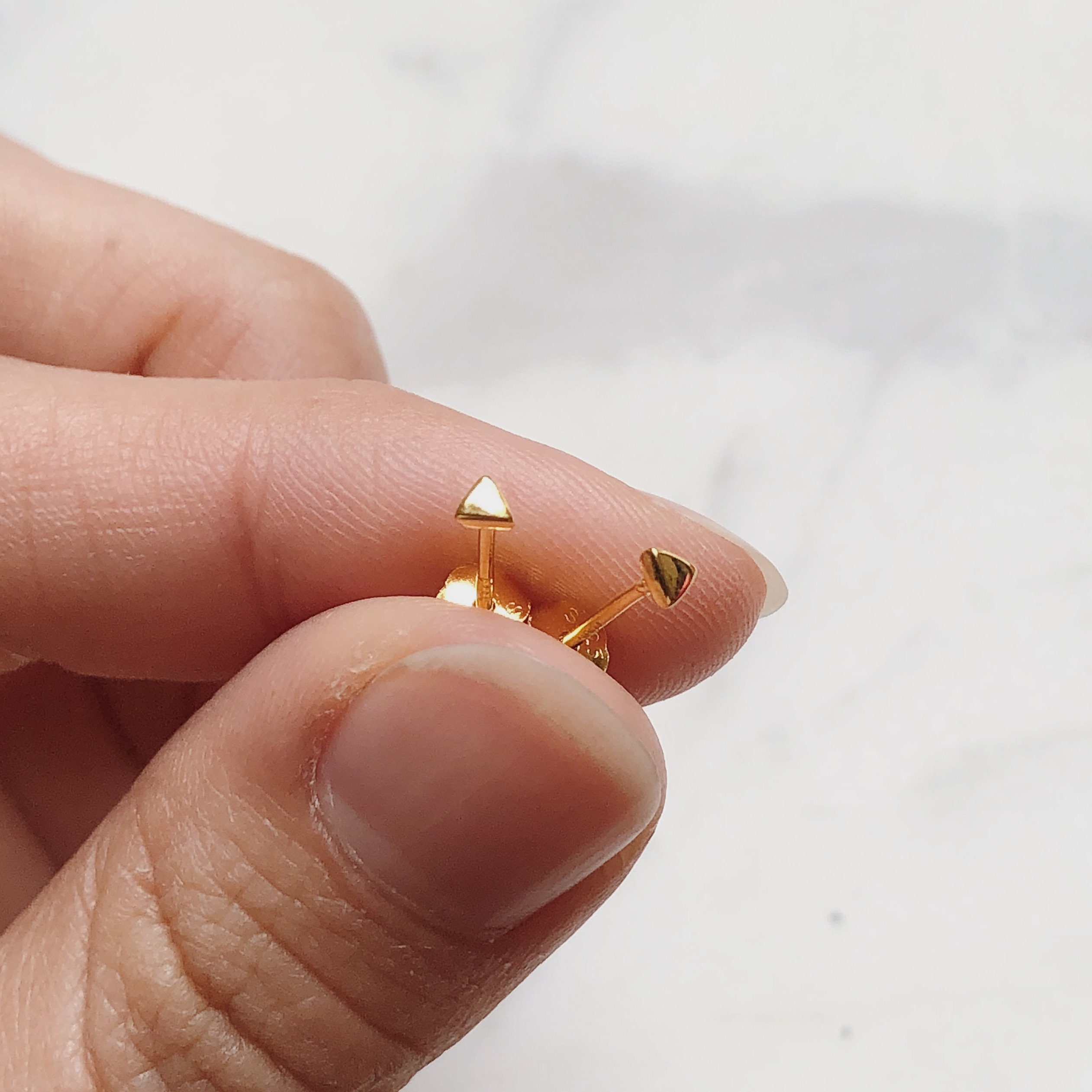 SINGLE STUD - Tiny Triangle Stud Earrings - Simple Geometric