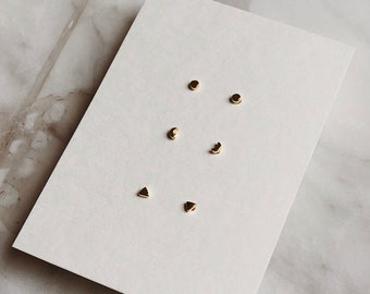 Tiny Stud Earrings Set of 3 Pairs (6) - Dainty Earrings - Small Earrings - 14k Gold - Minimalist Geometric Studs