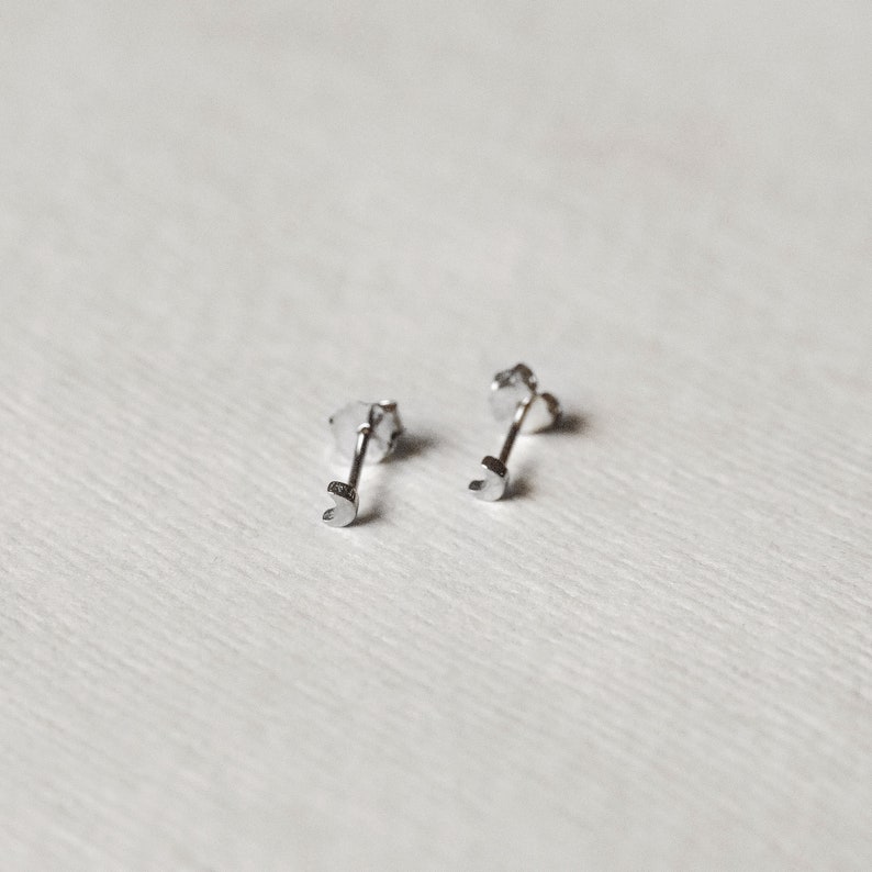 Tiny Crescent Moon Earrings Small Stud Earrings Dainty & Cute Minimalist Everyday Studs Sterling Silver image 1