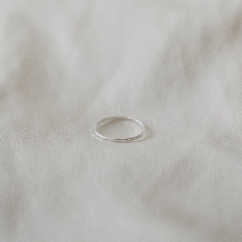 Hammered Stacking Ring Sterling Silver Dainty Thin Ring Minimalist Simple Everyday Ring image 1