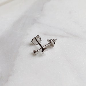Tiny Crescent Moon Earrings Small Stud Earrings Dainty & Cute Minimalist Everyday Studs Sterling Silver image 6
