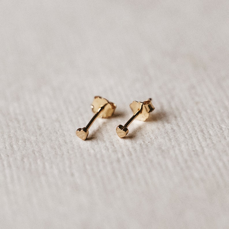 Tiny Stud Earrings Set of 5 Pairs Dainty Earrings Small Earrings 14k Gold Minimalist Geometric Studs image 7