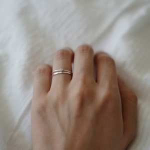 Hammered Stacking Ring Sterling Silver Dainty Thin Ring Minimalist Simple Everyday Ring image 2