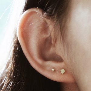 Tiny Star Earrings Mini Gold Studs Dainty Earrings Small Star Earrings 14k Gold Cute Minimalist Studs image 2