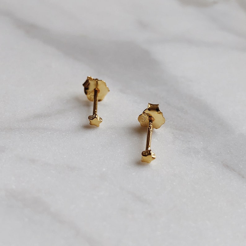 Tiny Star Earrings Mini Gold Studs Dainty Earrings Small Star Earrings 14k Gold Cute Minimalist Studs image 6